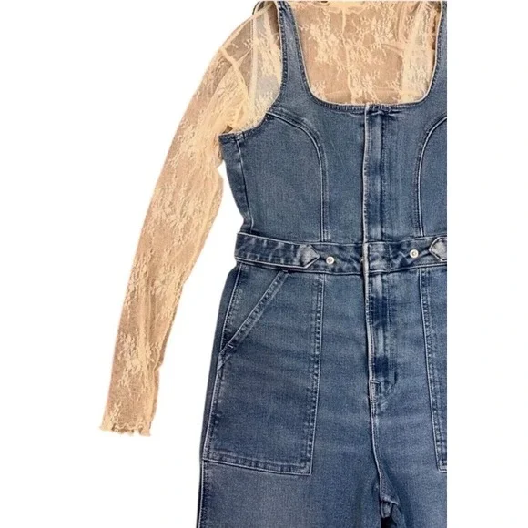 Charlotte Russe Denim Jumper NWT Sleeveless Lightwash Catsuit Jumpsuit Size M - Picture 4 of 13